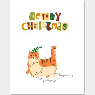 Christmas Cat Posters and Art